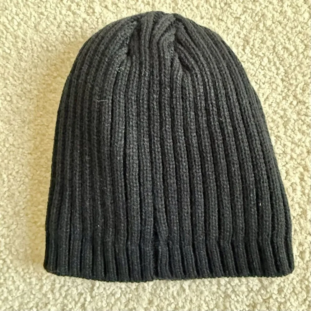 Harley-Davidson Beanie Cap Black Rib Knit Fleece LIned Leather Skull Embroidery - Picture 2 of 12